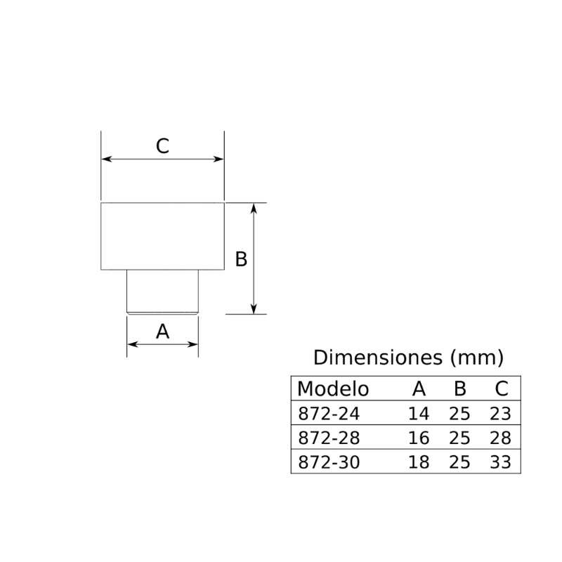 INGADESA POMO 872 OVALADO ACEIRO INOXIDABLE 33 MM